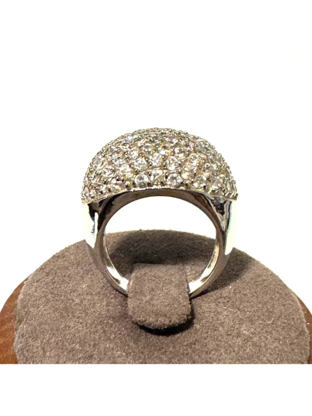 Sterling Silver 925 Pavé Cubic Zirconia Tapered Band Cocktail Ring Size 4.75